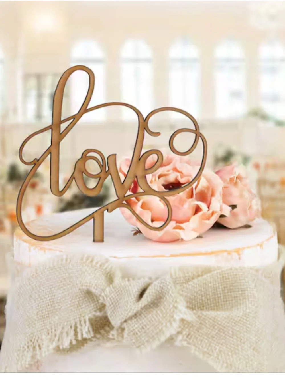 Love Script Cake Topper - Wood